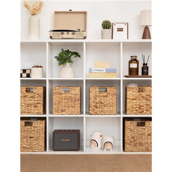 Wicker Baskets for Storage with Liners, Water Hyacinth Storage Baskets - Picture 5 of 7